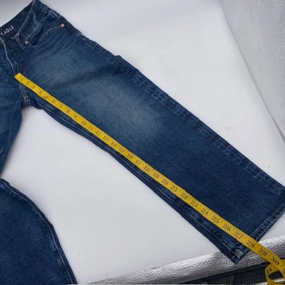 American Eagle Original Straight Jeans Mens 28x28 Blue Medium Wash Stretch Denim